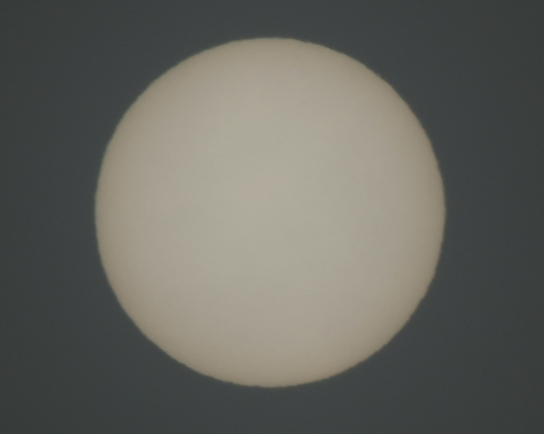 Sun as seen through fog with limb darkening slightly visible Nikkor 55-300mm